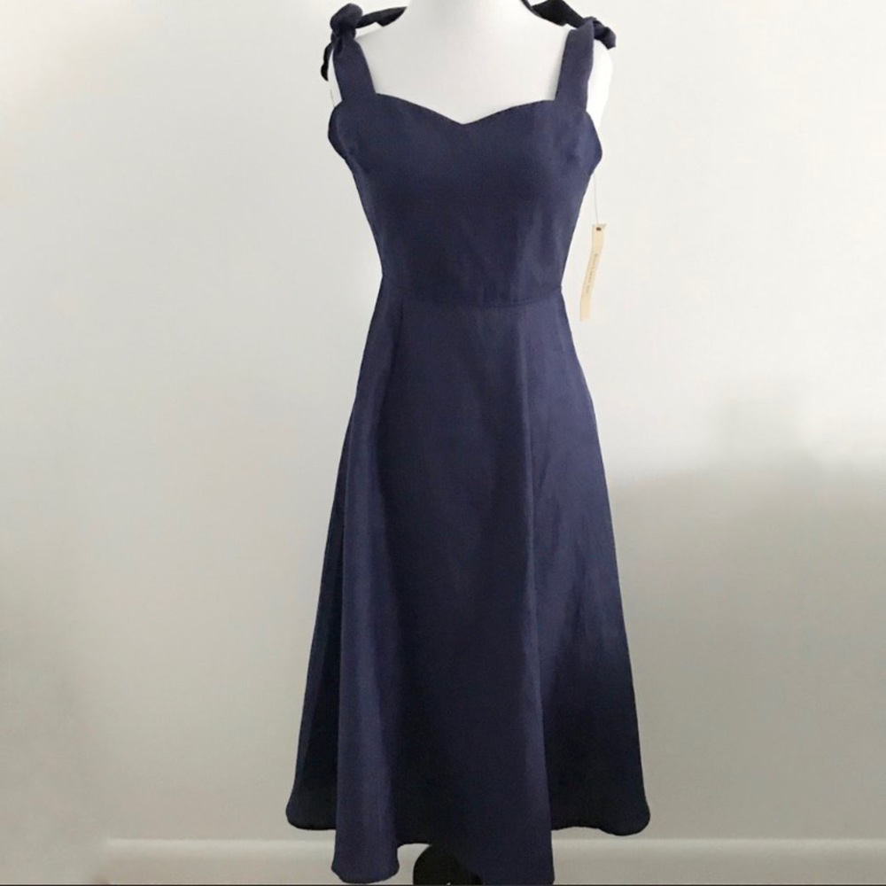 Navy Blue Reformation Montclair backless sundress
